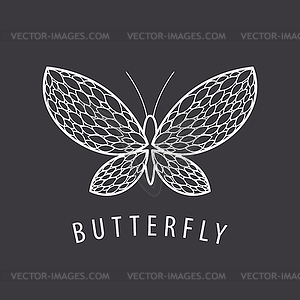 Logo elegant white butterfly petal - vector clipart