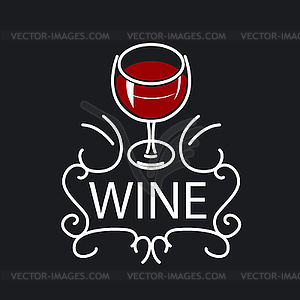 Logo glasses of wine on black background - vector clipart