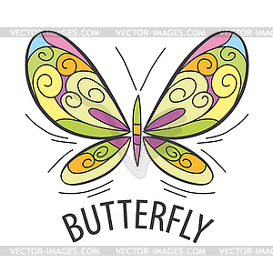 Logo graceful butterfly flies - vector image