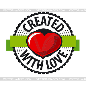 Logo heart made with love - vector image