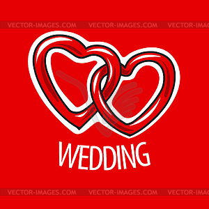 Logo in form of two rings hearts - vector image