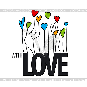 Logo lots of colorful hearts - vector image