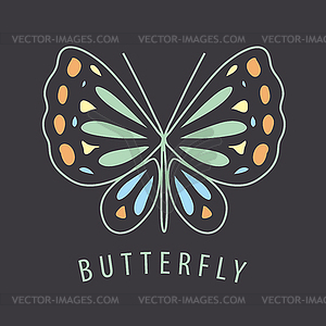 Логотип бабочки узоры на темном фоне - графика в векторе