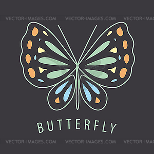 Logo of butterfly patterns on dark background - vector image