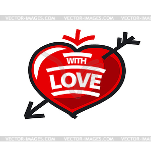 Logo red heart and arrow - vector clipart