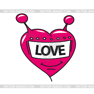Logo robot head in form of heart - vector image