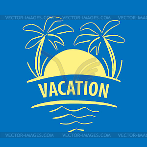 Logo sun, palm trees, sea - vector EPS clipart