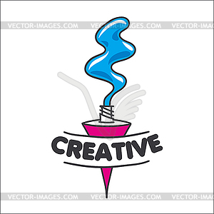Logo tube of paint for creativity - vector image