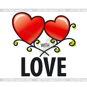 Logo two hearts in form of flowers - vector clipart