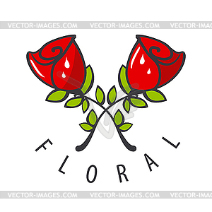 Logo two red roses - vector EPS clipart