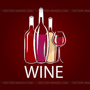 Logo wine bottle and wine glass - vector image