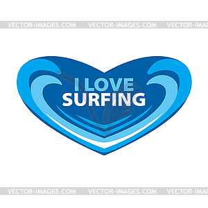 Wave logo in shape of heart - vector image