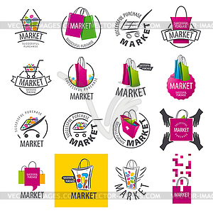Large set of logos for market - vector clip art