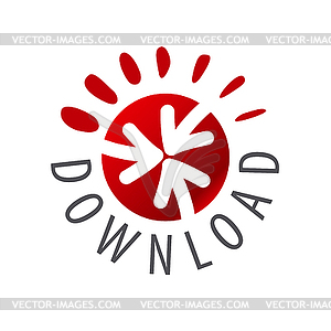 Logo arrow on red button - vector image