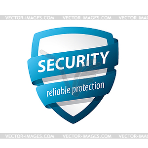 Logo blue shield for protection - vector clipart