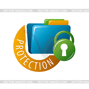 Logo folder with documents protected - vector clipart