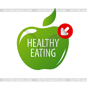 Logo green apple for healthy diet - royalty-free vector image