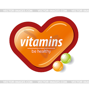 Logo orange check mark vitamins - vector clipart