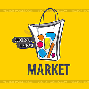 Logo painted bag on yellow background - vector EPS clipart