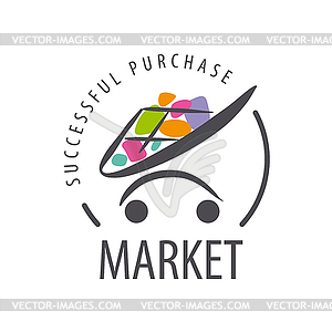 Logo shopping trolley of goods - vector image