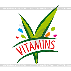 Logo vitamins green leaves - stock vector clipart