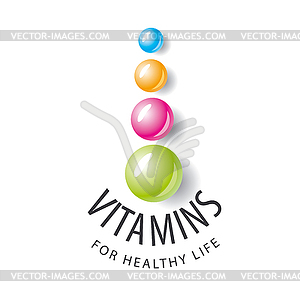 Логотип витамины в виде разноцветных шариков - векторизованное изображение клипарта