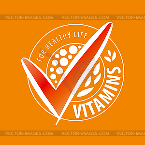 Logo vitamins on orange background - vector clipart