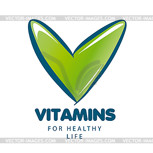 Logo vitamins with green tick - vector image