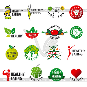 Biggest collection of logos healthy eating - vector image