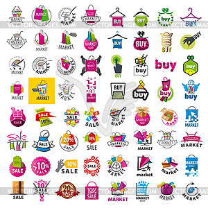 Large set of logos market and discount - vector image