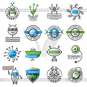 Large set of logos robots and new technologies - vector clip art