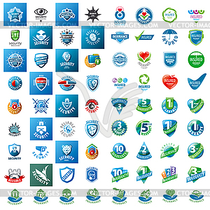 Large set of logos security guarantees and insurance - vector clip art