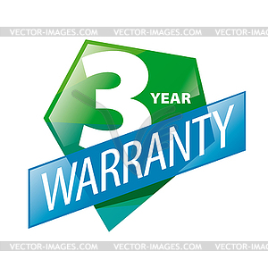 Logo 3 year guarantee in form of shield - vector image