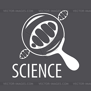 Logo DNA through magnifying glass - vector clipart