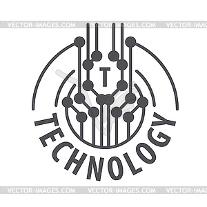 Logo abstract chip technology - vector clipart