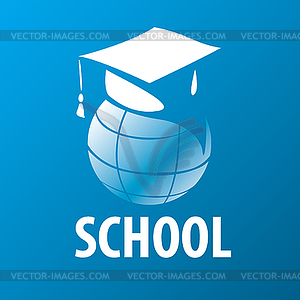 Logo academic cap on globe - vector image