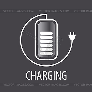 Logo and battery cable with plug - vector clip art