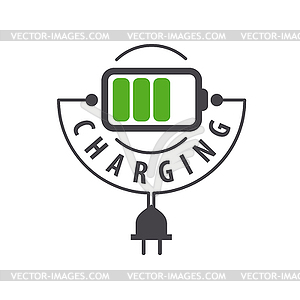 Logo and battery cable with plug - vector clip art