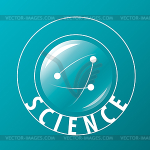 Logo atoms fly in sphere - vector image