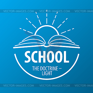 Logo book and sun with rays - vector clipart