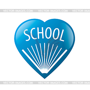 Logo book in blue heart - vector clip art