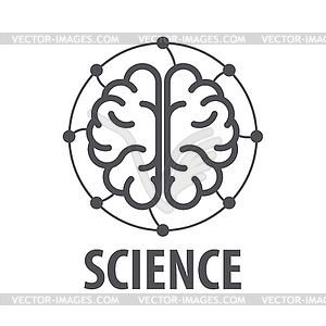 Logo brain and electrical wires - white & black vector clipart