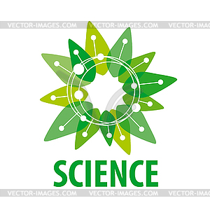 Logo chip as green flower - vector image