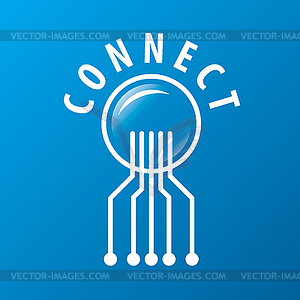 Logo chip network connectivity - vector image