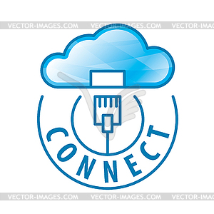 Logo cloud connection to network - color vector clipart