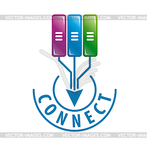 Logo connect to server data - vector image