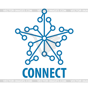 Logo connect to star network - vector clipart