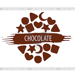 Logo for set of chocolate candies - vector image