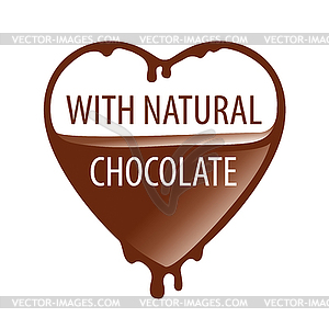 Logo heart with natural chocolate - royalty-free vector clipart