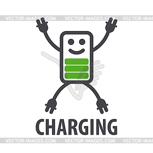 Logo in form of battery character - vector clipart / vector image